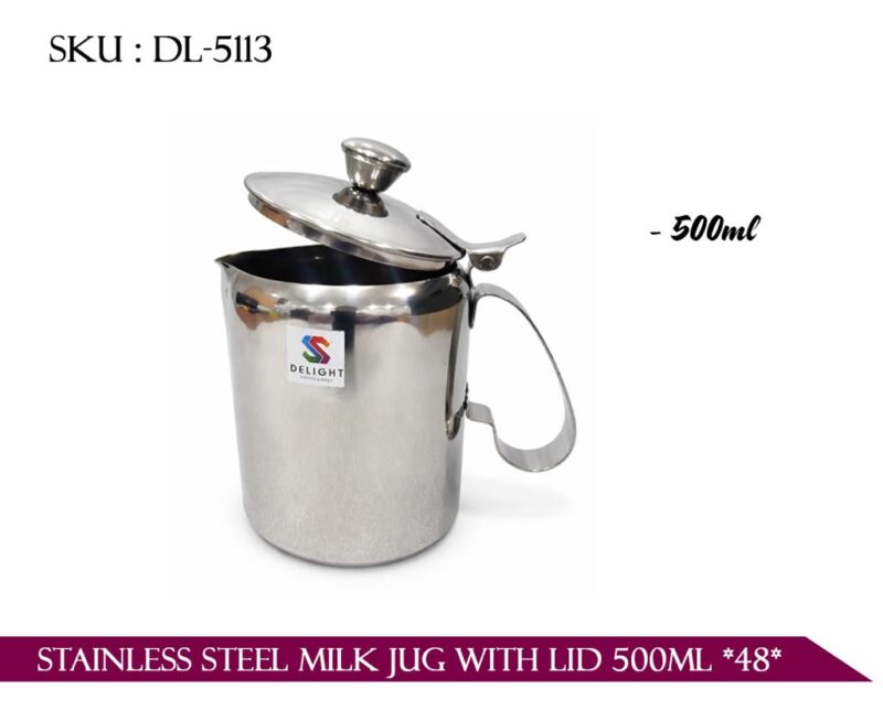 STAINLESS STEEL MILK JUG WITH LID 500ml *48*