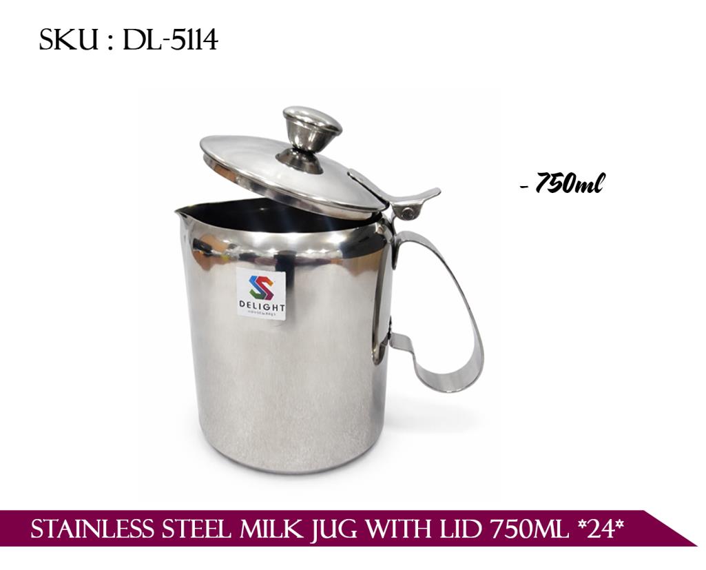 STAINLESS STEEL MILK JUG WITH LID 750ml *24*