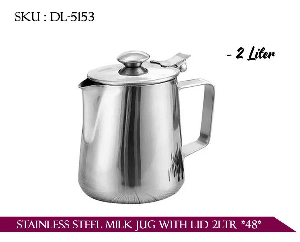 STAINLESS STEEL MILK JUG WITH LID 2LTR *48*