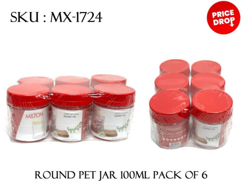 ROUND PET JAR 100ML PACK OF 6 *48*