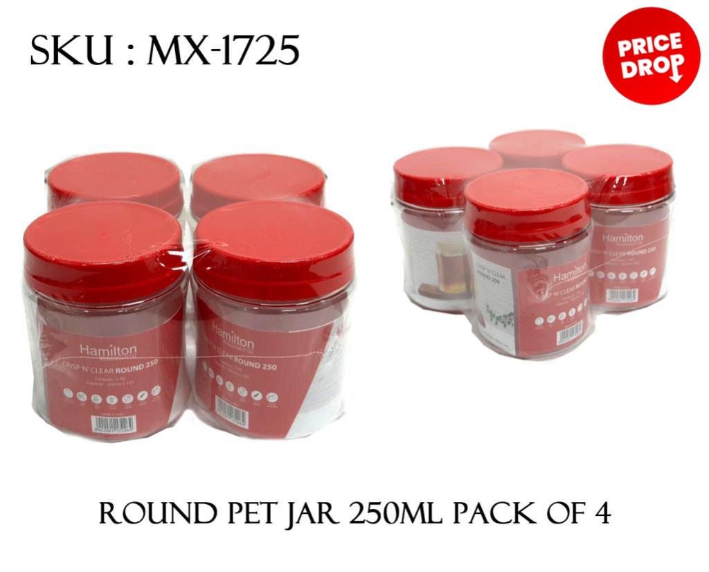 ROUND PET JAR 250ML PACK OF 4 *48*