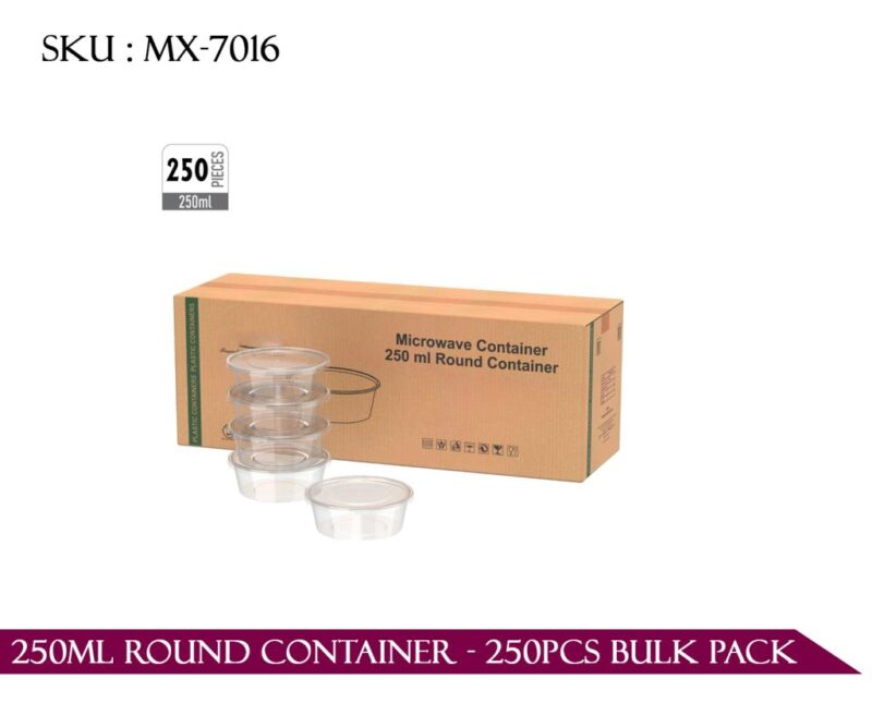 250ml ROUND CONTAINER - 250PCS BULK PACK