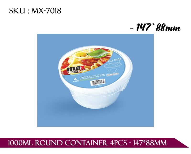 1000ML ROUND CONTAINER 4PCS - 147*88MM