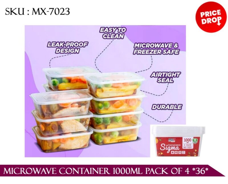 **MICROWAVE CONTAINER 1000ML Pack Of 5 *36*