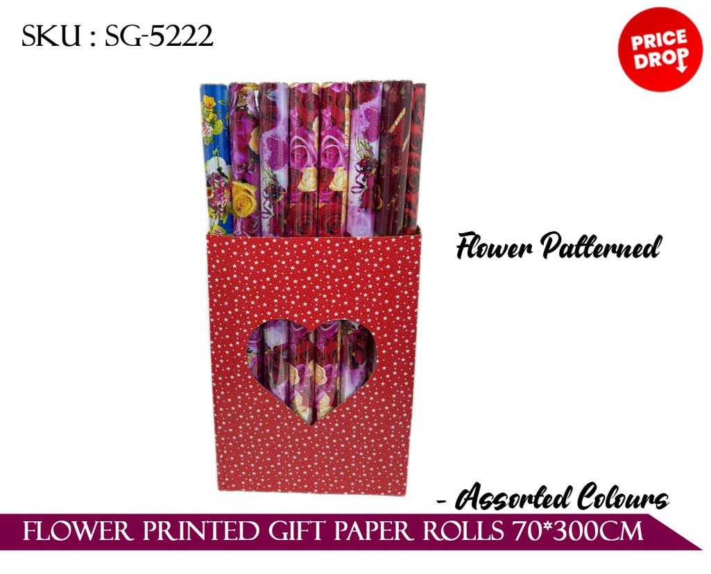 FLOWER PRINTED GIFT PAPER ROLLS 70*300CM *56*