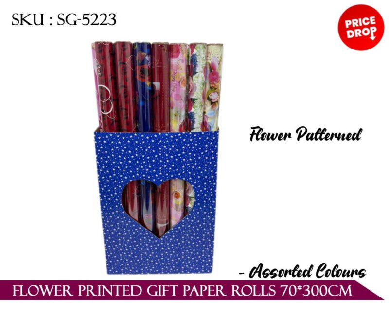 FLOWER PRINTED GIFT PAPER ROLLS 70*300CM *56*