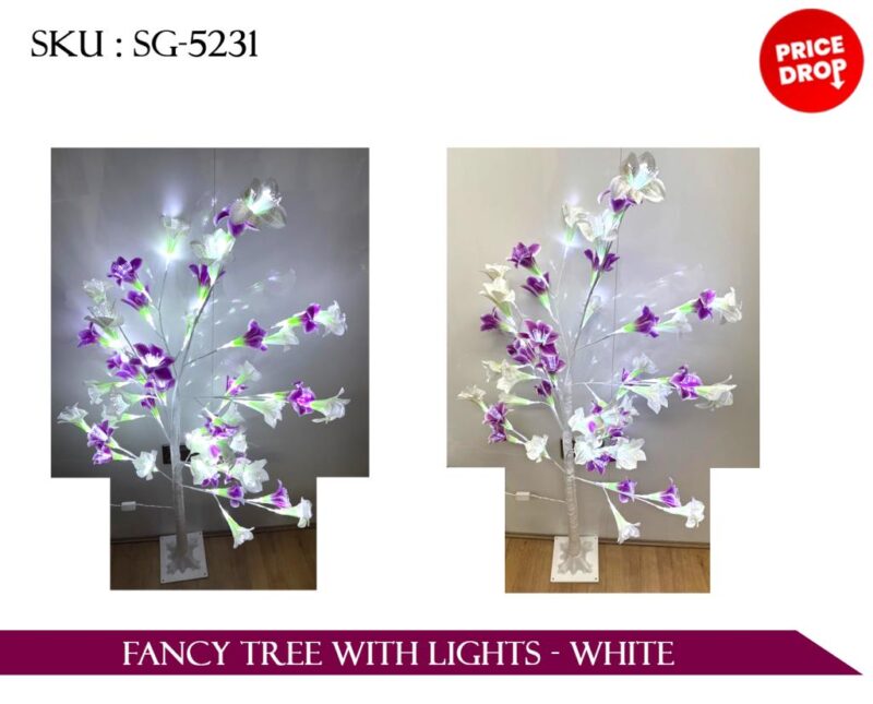 FANCY TREE WITH LIGHTS - WHITE *30*