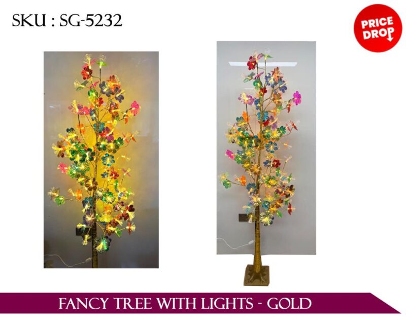FANCY TREE WITH LIGHTS - GOLD *30*